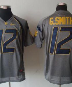 Mountaineers #12 Geno Smith Grey Stitched NCAA Jersey