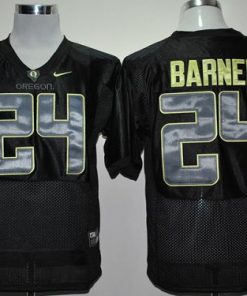 Ducks #24 Kenjon Barner Black With PAC-12 Patch Stitched NCAA Jersey