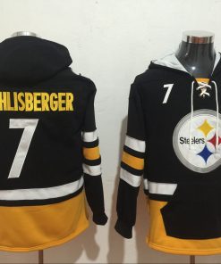 Men's Pittsburgh Steelers #7 Ben Roethlisberger Black All Stitched NFL Hooded Sweatshirt