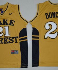 Demon Deacons #21 Tim Duncan Gold Basketball Stitched NCAA Jersey