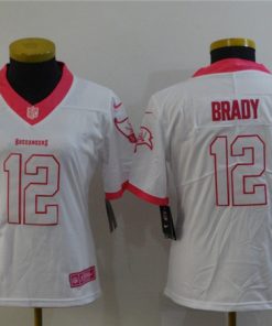 Women's Tampa Bay Buccaneers #12 Tom Brady White And Pink Vapor Untouchable Limited Stitched NFL Jersey(Run Small)