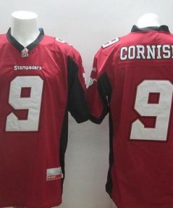 Stampeders #9 Jon Cornish Red Stitched CFL Jersey