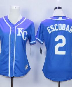 Royals #2 Alcides Escobar Blue Alternate 2 Women's Stitched MLB Jersey