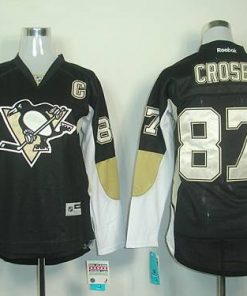 Penguins #87 Sidney Crosby Black Women's Home Stitched NHL Jersey