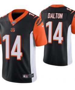 Men's Cincinnati Bengals #14 Andy Dalton Black 100th Season Vapor Untouchable Limited Stitched NFL Jersey.