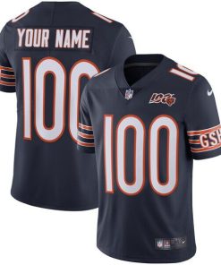 Men's Chicago Bears Customized 100th season Blue Limited Stitched NFL Jersey