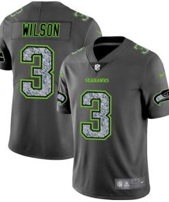 Men's Seattle Seahawks #3 Russell Wilson 2019 Gray Fashion Static Limited  Stitched NFL Jersey.