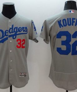 Dodgers #32 Sandy Koufax Grey Flexbase Authentic Collection Stitched MLB Jersey