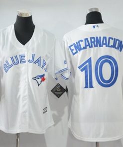 Blue Jays #10 Edwin Encarnacion White Women's Home Stitched MLB Jersey