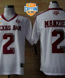 Aggies #2 Johnny Manziel White Techfit SEC Patch AT&T Cotton Bowl Stitched NCAA Jersey