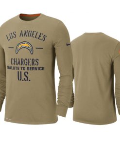 Men's Los Angeles Chargers Tan 2019 Salute To Service Sideline Performance Long Sleeve Shirt