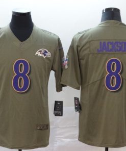 Men's Baltimore Ravens #8 Lamar Jackson Camo Salute To Service Stitched NFL Jersey