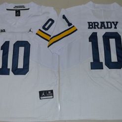 Wolverines #10 Tom Brady White Jordan Brand Elite Stitched NCAA Jersey