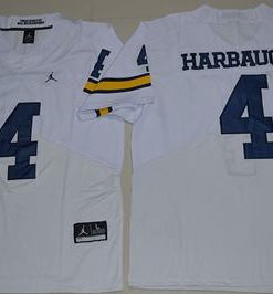 Wolverines #4 Jim Harbaugh White Jordan Brand Elite Stitched NCAA Jersey