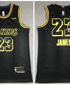 Men's Los Angeles Lakers #23 LeBron James 2020 Black City Edition With GiGi Patch Stitched NBA Jersey