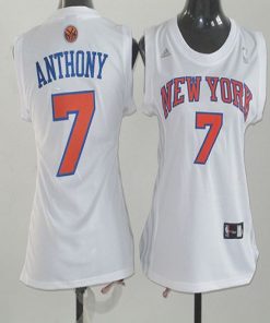 Knicks #7 Carmelo Anthony White Women Fashion Stitched NBA Jersey