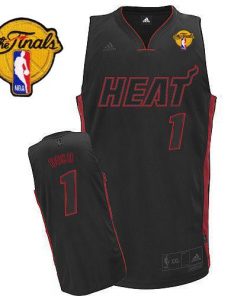 Heat Finals Patch #1 Chris Bosh Black With Black&Red No. Stitched NBA Jersey