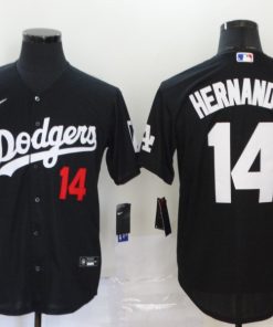 Men's Los Angeles Dodgers #14 Kik¨¦ Hern¨¢ndez Black Cool Base Stitched MLB Jersey