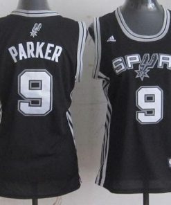 Spurs #9 Tony Parker Black Women's Road Stitched NBA Jersey