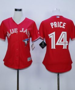 Blue Jays #14 David Price Red Canada Day Women's Stitched MLB Jersey
