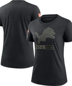 Women's Detroit Lions 2020 Black Salute To Service Performance NFL T-Shirt (Run Small)
