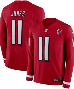 Men's Atlanta Falcons #11 Julio Jones Red Therma Long Sleeve Stitched NFL Jersey