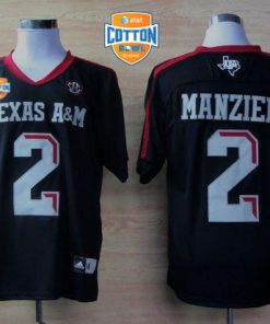 Aggies #2 Johnny Manziel Black Techfit SEC Patch AT&T Cotton Bowl Stitched NCAA Jersey