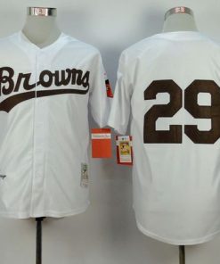 Mitchell and Ness 1953 Browns #29 Satchel Paige White Throwback Stitched MLB Jersey
