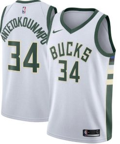 Men's Milwaukee Bucks White #34 Giannis Antetokounmpo Association Edition Stitched Swingman NBA Jersey