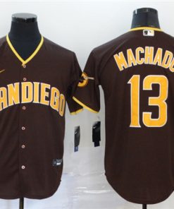 Men's San Diego Padres Majestic Coffee #13 Manny Machado Stitched MLB Jersey