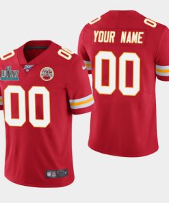 Men's Kansas City Chiefs 100th Season Customized Red Super Bowl LIV Vapor Untouchable Limited Stitched NFL Jersey