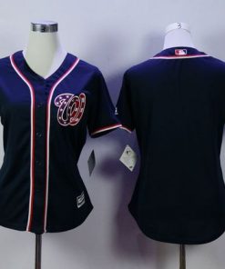 Nationals Blank Navy Blue Alternate 2 Women's Stitched MLB Jersey