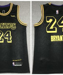Men's Los Angeles Lakers #24 Kobe Bryant 2020 Black City Edition With GiGi Patch Stitched NBA Jersey