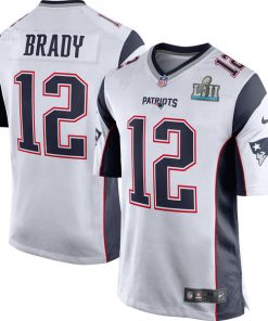 Men's New England Patriots Tom Brady White Super Bowl LII Bound Game Jersey