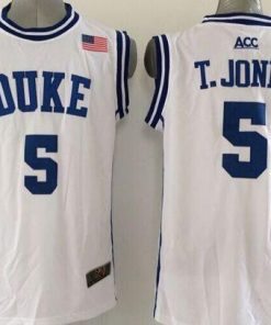 Blue Devils #5 Tyus Jones White Basketball New Stitched NCAA Jersey