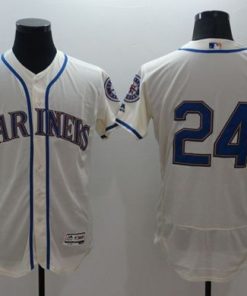 Mariners #24 Ken Griffey Cream Flexbase Authentic Collection Stitched MLB Jersey