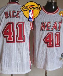 Heat #41 Glen Rice White Throwback Finals Patch Stitched NBA Jersey