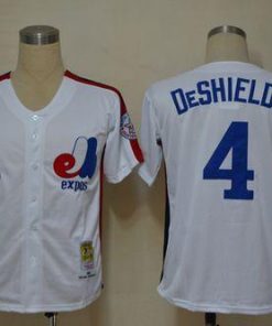 Mitchell And Ness Expos #4 Delino Deshields White Throwback Stitched MLB Jersey