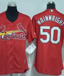 Cardinals #50 Adam Wainwright Red Women's Alternate Stitched MLB Jersey