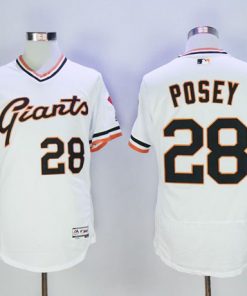 Giants #28 Buster Posey White Flexbase Authentic Collection Cooperstown Stitched MLB Jersey