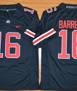 Buckeyes #16 J. T. Barrett Black(Red No.) Limited Stitched NCAA Jersey