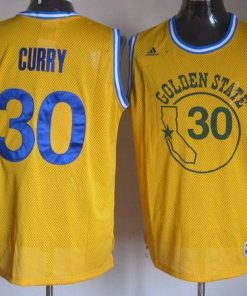 Warriors #30 Stephen Curry Gold New Throwback Stitched NBA Jersey