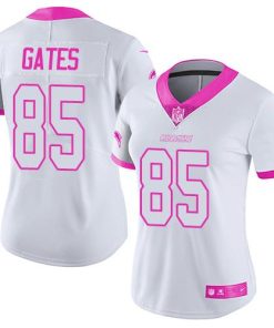 Nike Chargers #85 Antonio Gates White/Pink Women's Stitched NFL Limited Rush Fashion Jersey