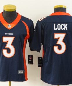 Women's Denver Broncos #3 Drew Lock Navy Vapor Untouchable Stitched NFL Jersey(Run Small)