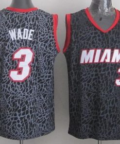 Heat #3 Dwyane Wade Black Crazy Light Stitched NBA Jersey