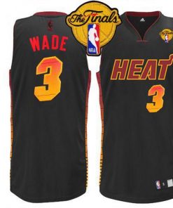 Heat #3 Dwyane Wade Black Finals Patch Stitched NBA Vibe Jersey