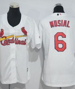 Cardinals #6 Stan Musial White Women's Home Stitched MLB Jersey
