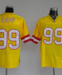 Mitchell and Ness Buccaneers #99 Warren Sapp Stitched 1996 Dark Yellow NFL Jersey