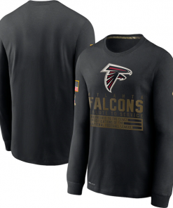 Men's Atlanta Falcons 2020 Black Salute To Service Sideline Performance Long Sleeve NFL T-Shirt