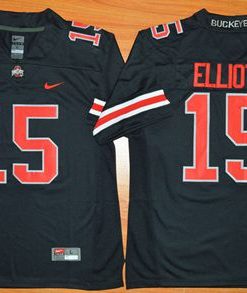 Buckeyes #15 Ezekiel Elliott Black(Red No.) Limited Stitched NCAA Jersey